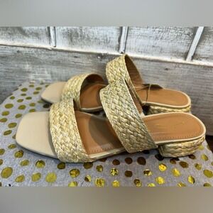 JOIE Niki Raffia vegan braided straw heel sandal size 8.5 EUC